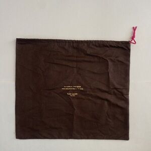 Kate Spade Brown Pink Drawstring Dust Bag 19.5”x 17”Tucked Coral Lipstick Away